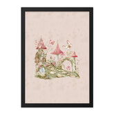 Enchanted Fairy House Wall Art, Mushroom Home Print, Butterfly Decor, Fantasy Castle Artwork, Whimsical Gift - Tawshia